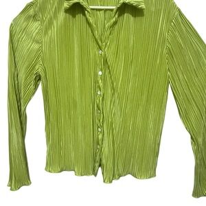 SHEIN Pleated Lime Green Women's Top